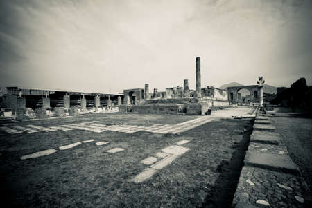 Pompeii forum in Black and white.の写真素材