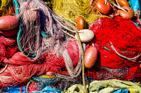 Used fishing net with floatersの写真素材