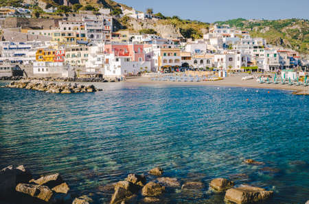 Beach at San angelo, on Ischia island in bay of Naples, italyの写真素材