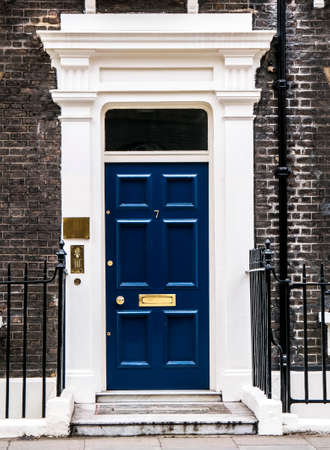 London, UK, Doorway of preserved London 18th century Georgian townhouse.の写真素材