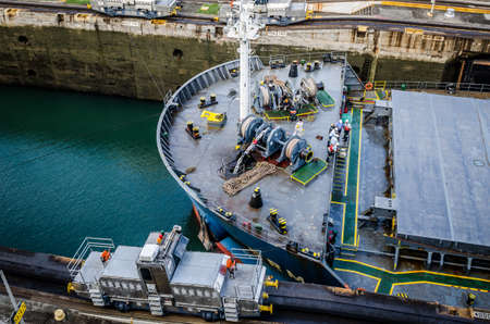 Oil tanker ship in the Panama Canal