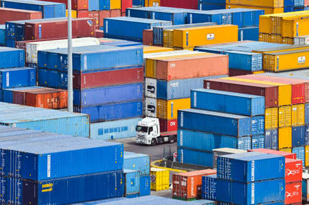 Piles of containers in the harbor of Salerno