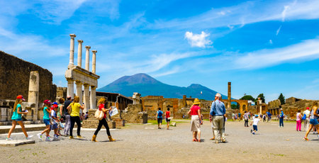 ancient ruins of the forum in pompeiiのeditorial素材
