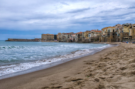the historical town of Cefalu in Sicily. Italy