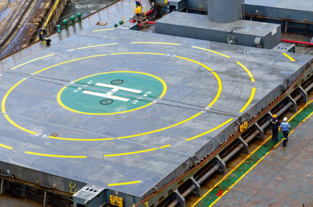 Crude tanker emergency helicopter pad.の写真素材