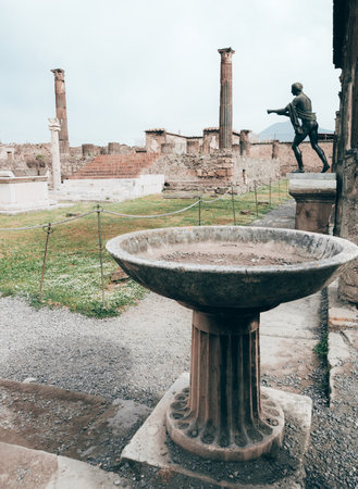 The old ruins of Apollon Temple in Pompeiiの写真素材