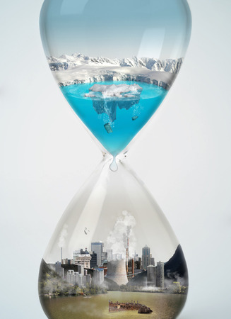 Pollution, save earth, eco concept in hourglass の写真素材
