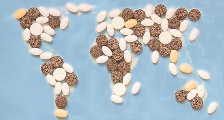 Pills in a shape of earthの写真素材