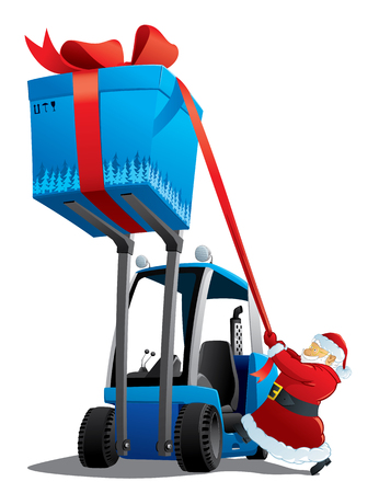 Santa with a christmas loaderのイラスト素材