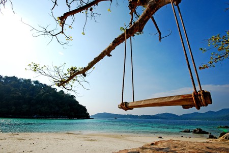 Sea sand sun beach for relax in holiday Thailand の写真素材