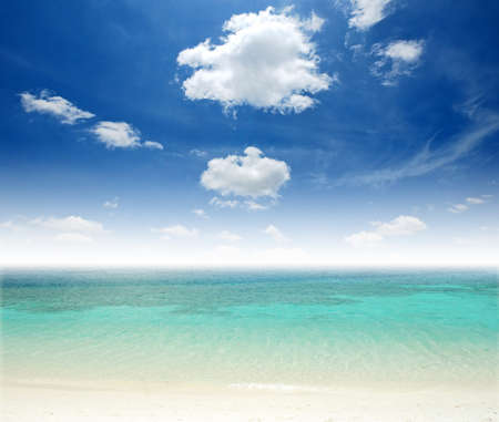 Sea Clear water and Stone beach blue sky paradise in Thailandの写真素材