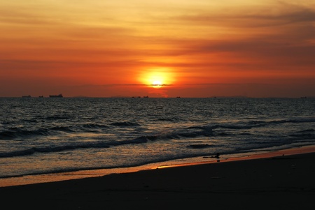 Sea sunset sunrise background nature beam sun sky cloudの写真素材