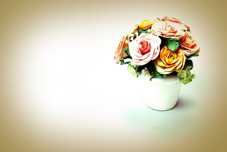 Rose flower vase vintage background for designの写真素材