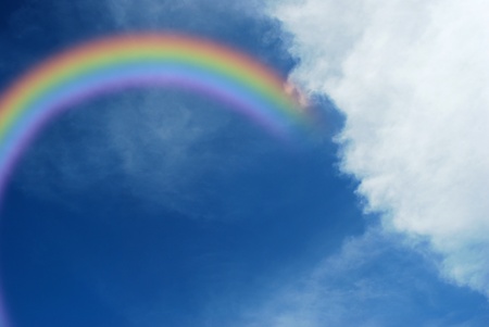 Beautiful rainbow in the skyの写真素材