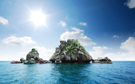 Island sea sand sun beach nature destination wallpaper and background for design at phra nang bay and railay bay krabi Thailand の写真素材