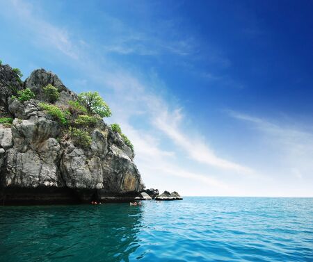 Island sea sand sun beach nature destination wallpaper and background for design at krabi in thailandの写真素材