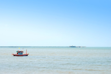 Fisherman boat in the sea Thailandの写真素材