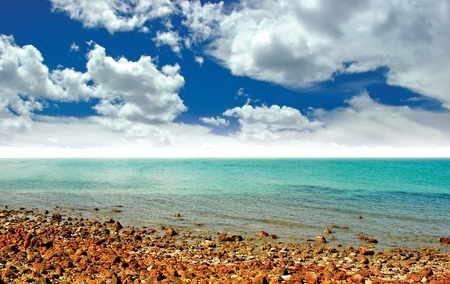Sea sand sun beach for relax in holiday Thailand rock stoneの写真素材