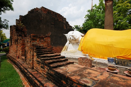 Reclining Buddha in Ayutthaya Thailandの写真素材