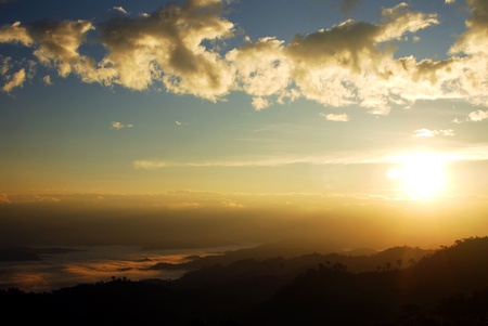 Sunrise on the Mountain in Thailandの写真素材