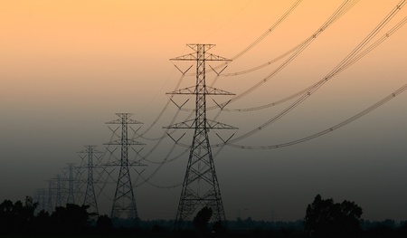 High voltage towers in the countryside from thailand