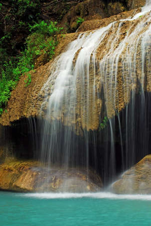 Waterfall with blue stream in the nature Thailand forestの写真素材