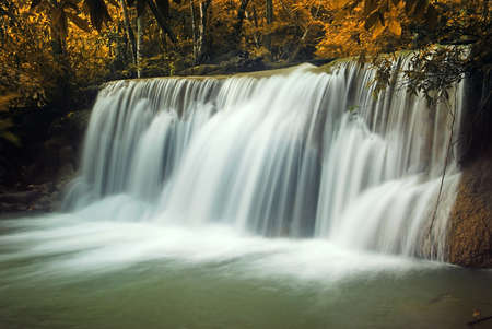 Waterfall with blue stream in the nature Thailand forestの写真素材