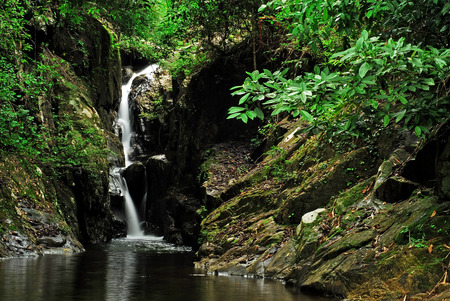 Waterfall with blue stream in the nature Thailand forestの写真素材