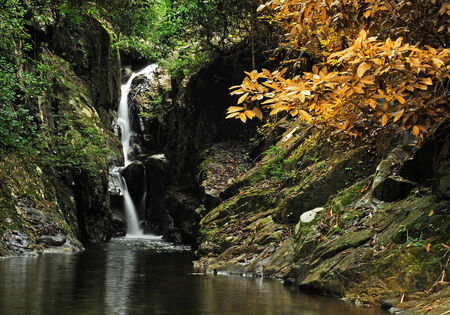 Waterfall with blue stream in the nature Thailand forestの写真素材