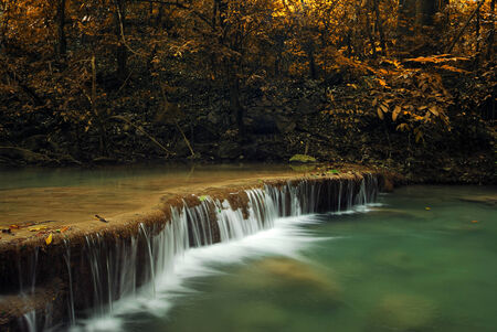 Waterfall with blue stream in the nature Thailand forest