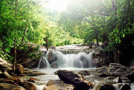 Waterfall and blue stream in the forest Thailandの写真素材
