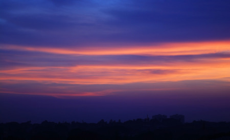 Sunset sky with beautiful cloudy natureの写真素材