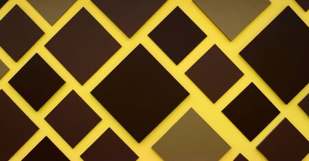 Brown square box on yellow background for space designの写真素材