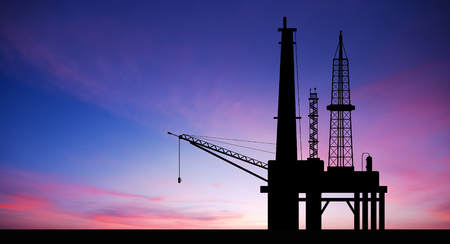 Oil rig platform on the sea for energy industryの写真素材
