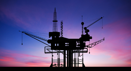 Oil rig platform on the sea for energy industryの写真素材