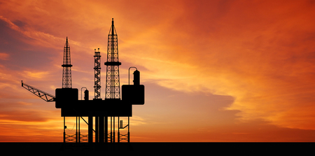 Oil rig platform on the sea for energy industryの写真素材