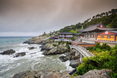 Haedong Yonggungsa Temple and Haeundae Sea Busan, South Koreaのeditorial素材