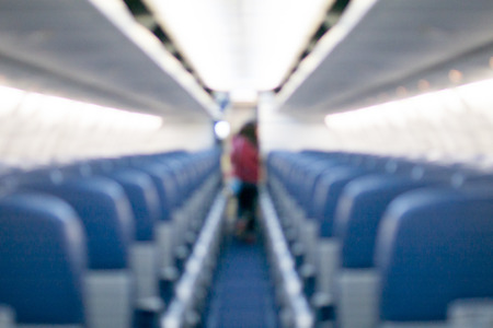 Inside cabin in aircraft blurred background