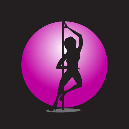girl dancing on pole illustrationのイラスト素材