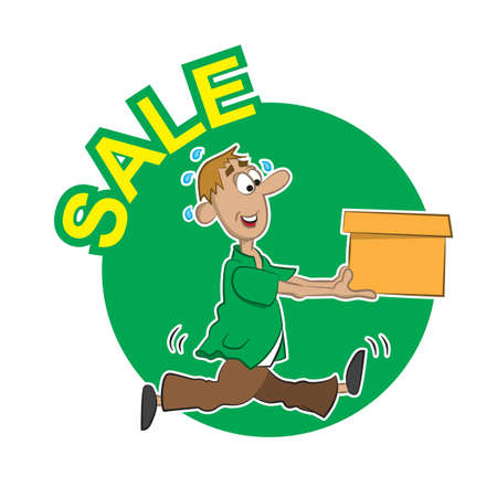 sale, a man runs away with the goods purchased.のイラスト素材