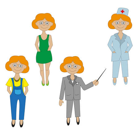 vector illustration of girls of different professionsのイラスト素材
