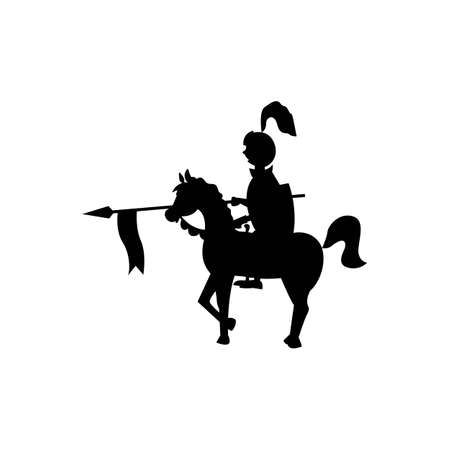 black rider on a horse with a spear. vector illustration of cartoonのイラスト素材