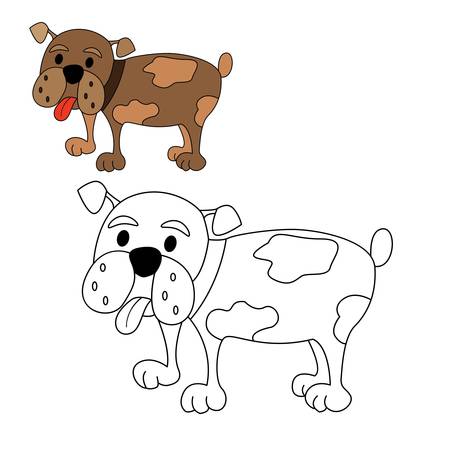 dog bulldog coloring book vector illustration of cartoonのイラスト素材