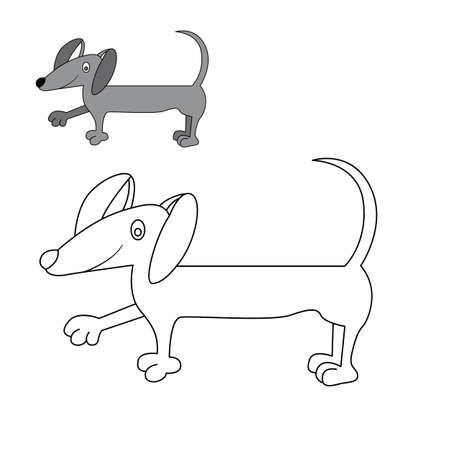 dog Dachshund coloring. vector illustration of cartoon.のイラスト素材