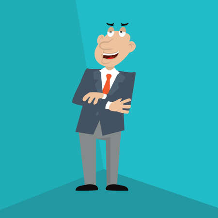 the man crossed his arms on his chest. vector illustration of cartoonのイラスト素材