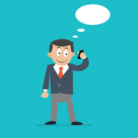 businessman in a suit talking on the phone. vector illustration of cartoonのイラスト素材