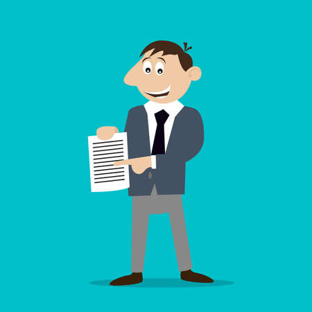 businessman holding a contract. illustration of cartoonのイラスト素材