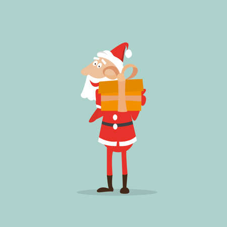 Santa Claus holds in his hands the boxのイラスト素材