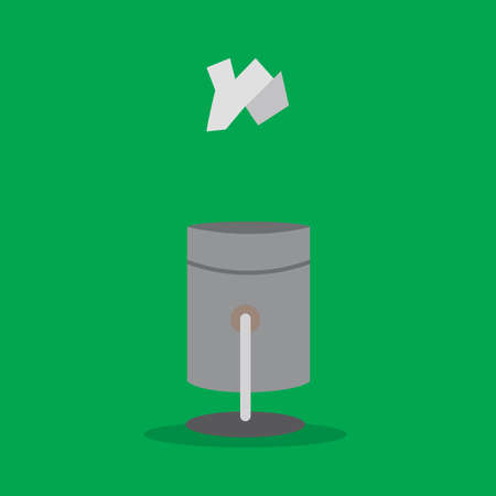 Vector trash basket icon with crumpled paper.のイラスト素材