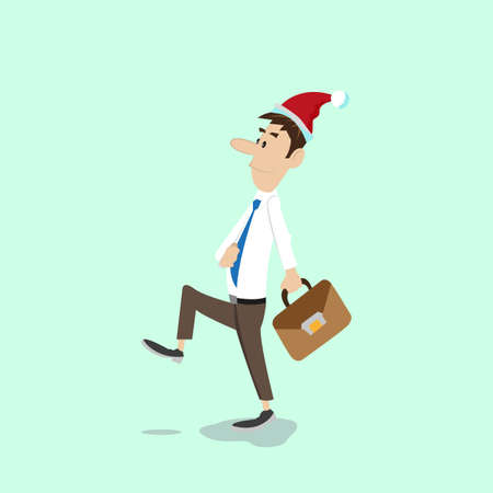 businessman in Santa hat. vector illustration of cartoonのイラスト素材